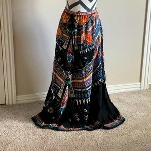 Flying Tomato Vibrant Maxi Skirt - Black and Multicolor